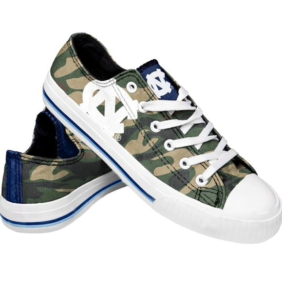 North Carolina Tar Heels Women NCAA College Team Camo Low Canvas Sneakers Shoes - Picture 6 of 10